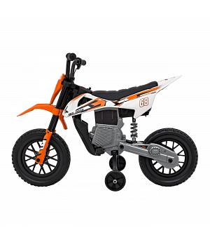 MotoCross 12v niños, ruedas goma, asiento cuero, 2-6 años, gas en el puño, naranja - INDA3640-RA-JT5006.POM